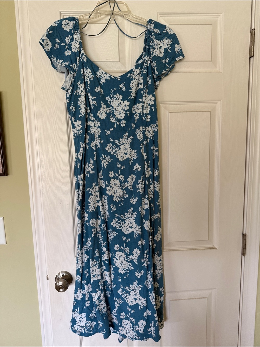 Old Navy Blue Maxi Dress with White Floral Print